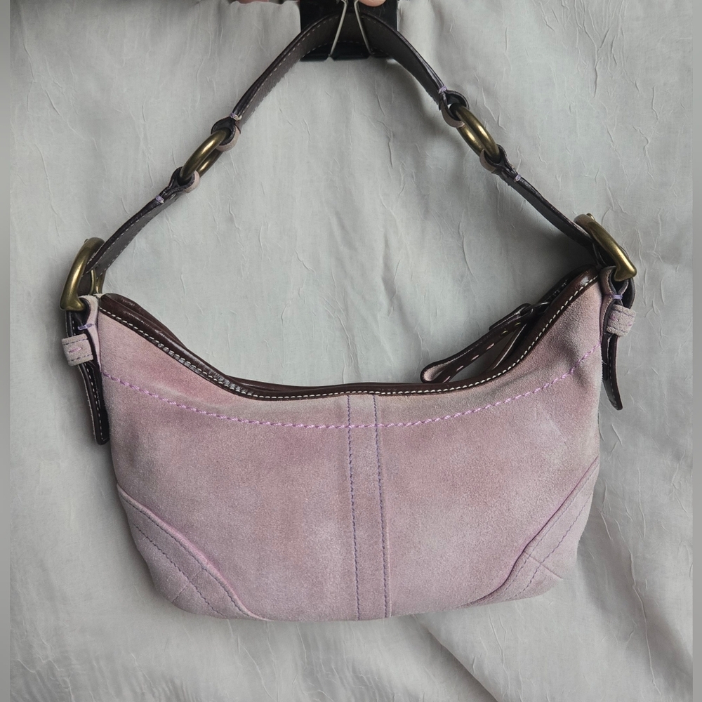 Vintage Y2K Coach Lavender Suede Mini Soho Hobo Shoulder Bag - Picture 2 of 10